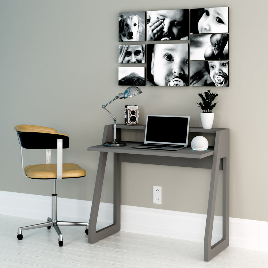 Gray Small Computer Desk for Bedroom, Office & Small Spaces - Narrow Writing Desk Ideal for Students, Kids, Adults