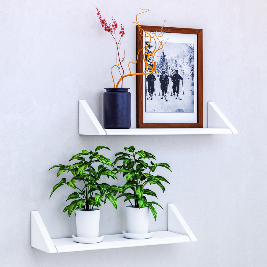 Reverso White Floating Shelf, White Shelf for Wall in Living, Bedroom, Bathroom, Kitchen, and Office - MS