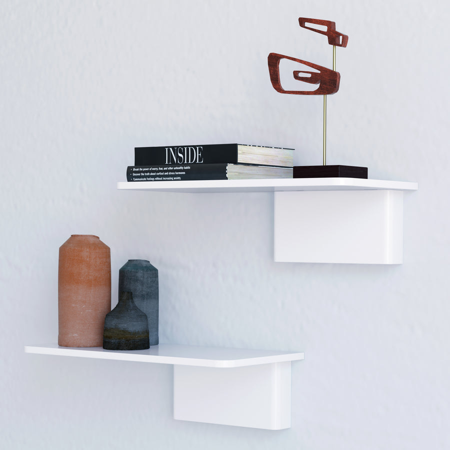 Tag Modern White Floating Shelves Set of 2 - White/White